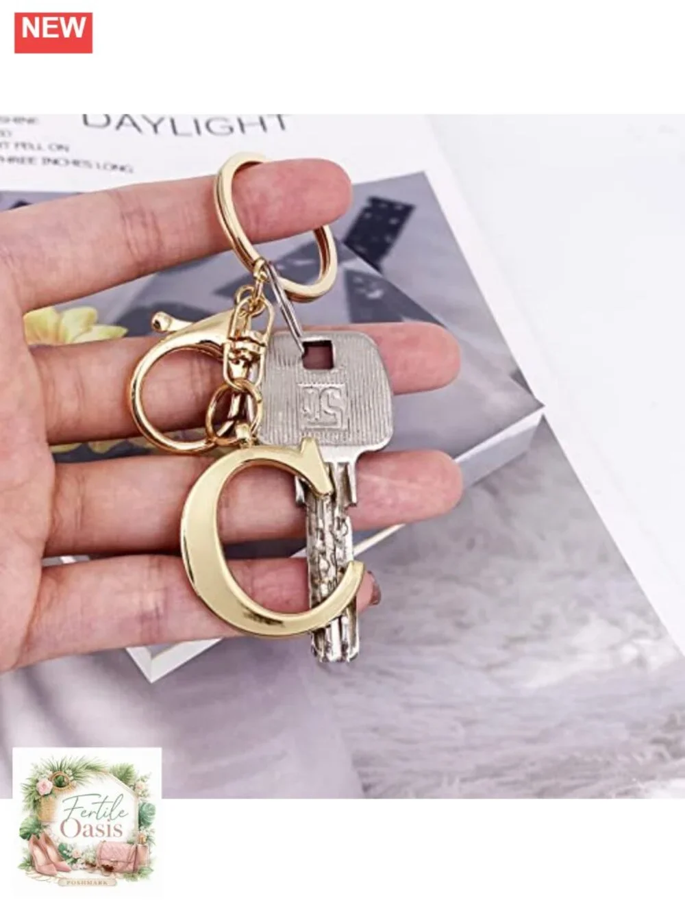 Initial Letter Keychain Gold Monogram Charm Bag Purse Backpack Accessory